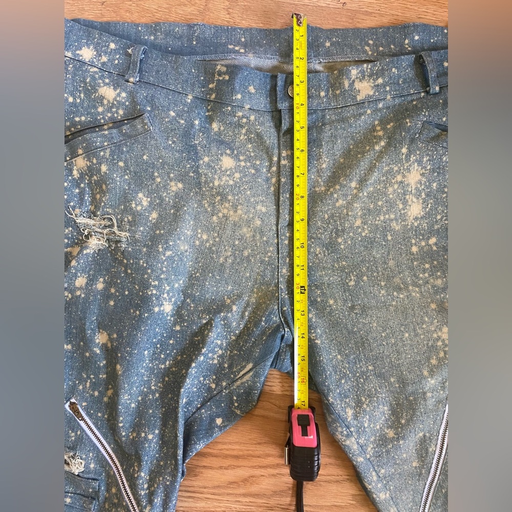 Custom Saint Roper Blue Distressed Men's Biker Style Jeans - Picture 6 of 8